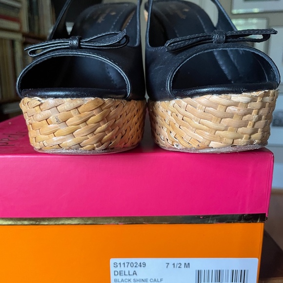Kate Spade Rattan Wedge Heels Size 7.5 - Peep Toe & 🎀 Detail for Summer ☀️ - Picture 11 of 13